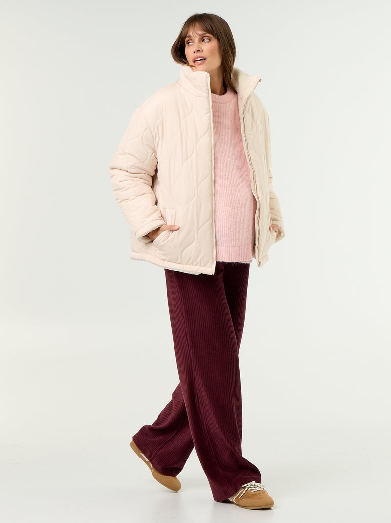 Piumino premaman trapuntato con interno in sherpa Beige - Kiabi