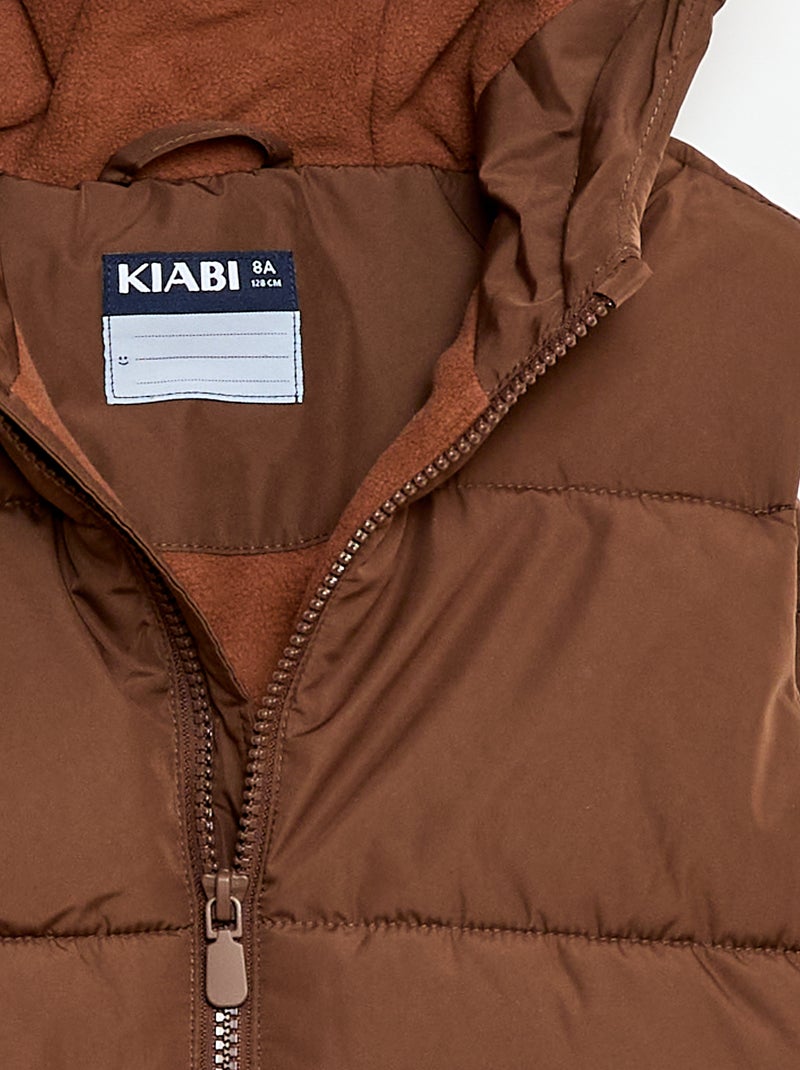 Piumino smanicato con cappuccio Marrone - Kiabi