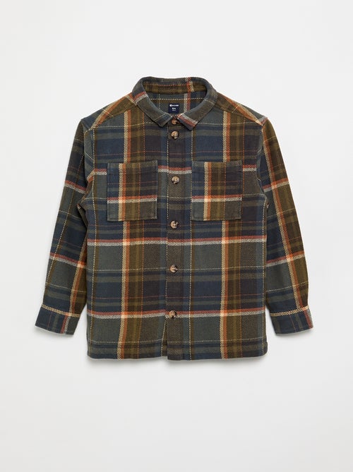Plaid Flannel Hooded Shirt - Kiabi Plaid Flannel Hooded Shirt - Kiabi