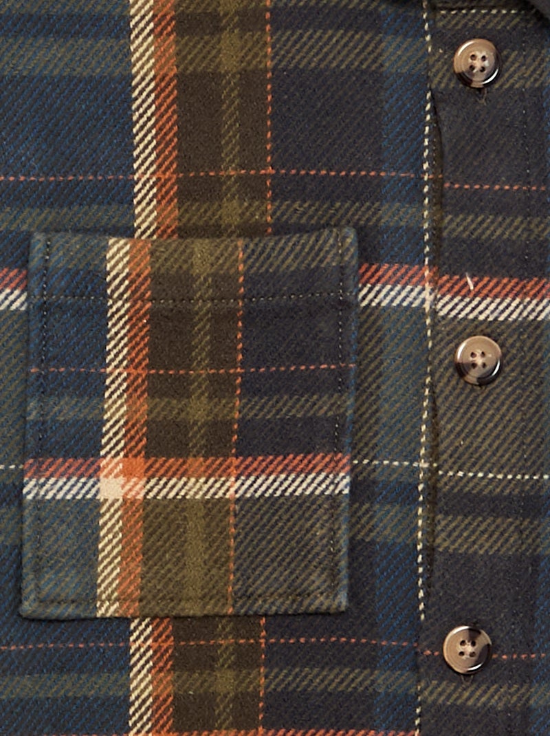 Plaid Flannel Hooded Shirt Khaki - Kiabi