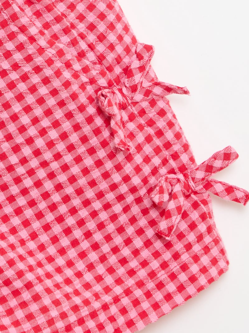 Plaid Shorts with Decorative Bows Pink - Kiabi