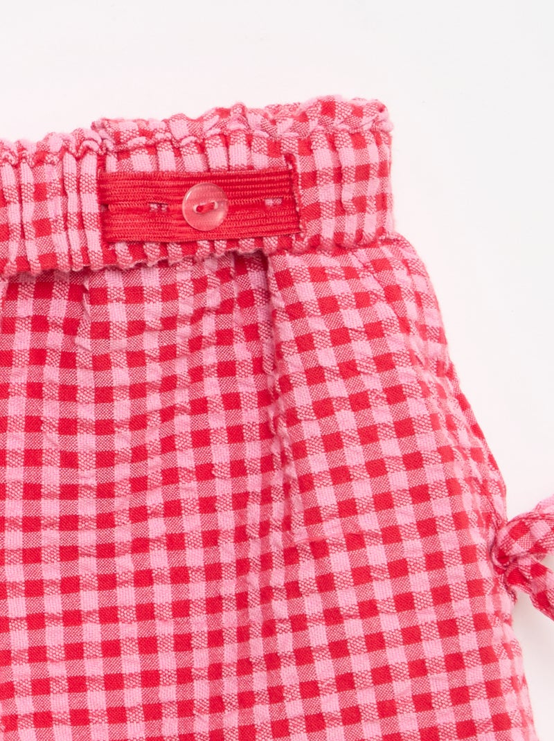 Plaid Shorts with Decorative Bows Pink - Kiabi