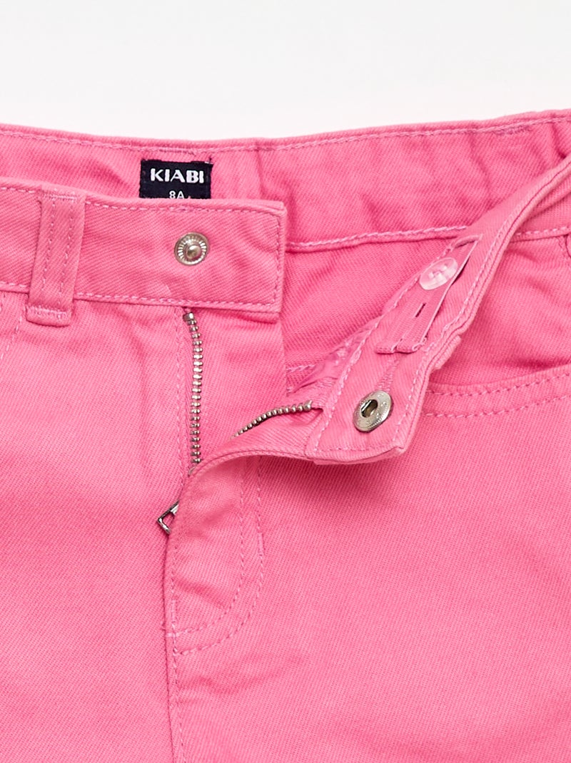 Plain 5-pocket denim Bermuda shorts Pink - Kiabi