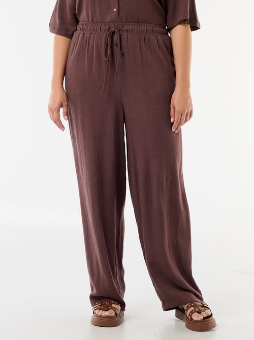 Plain Blended Linen Trousers - Kiabi