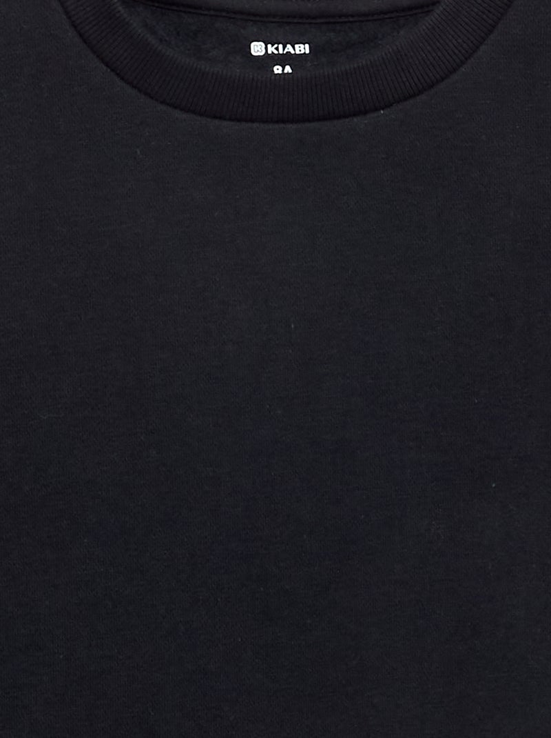 Plain brushed fleece sweatshirt Black - Kiabi