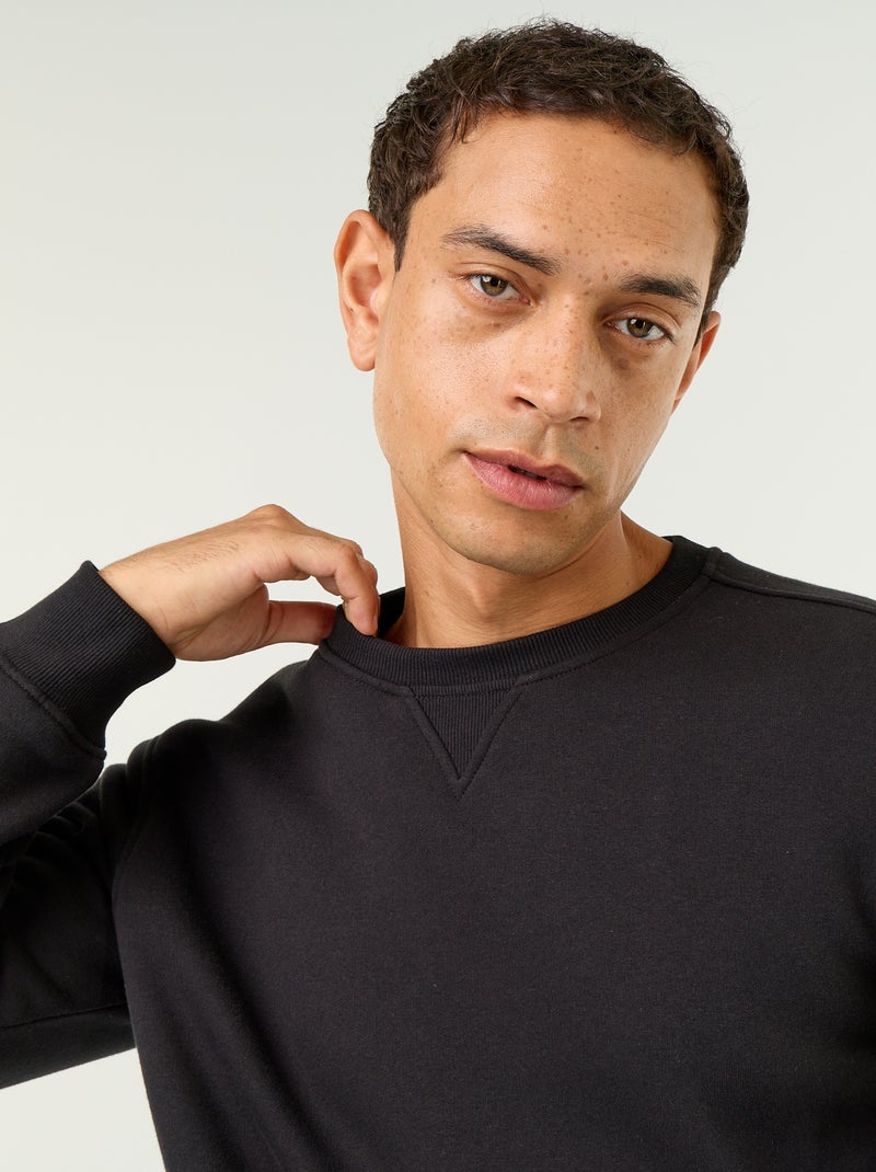 Plain Brushed Fleece Sweatshirt Black - Kiabi