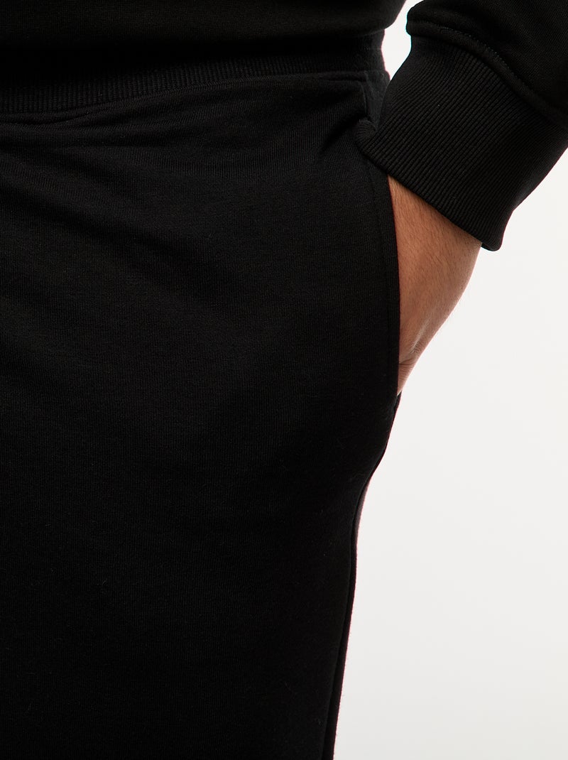 Plain brushed sweatshirt fabric joggers black - Kiabi