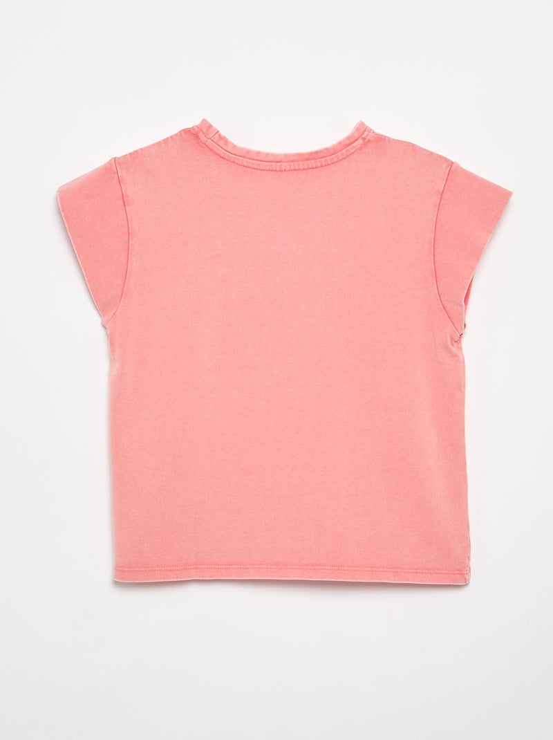 Plain Cap-Sleeve T-Shirt Pink - Kiabi