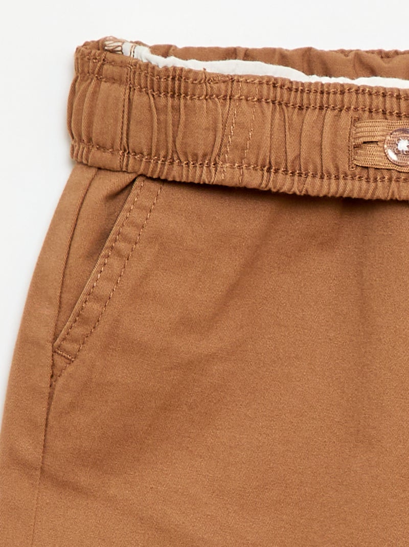Plain Chino Bermuda Shorts with Drawstrings Beige - Kiabi