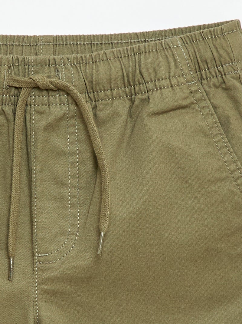 Plain Chino Bermuda Shorts with Drawstrings Green - Kiabi