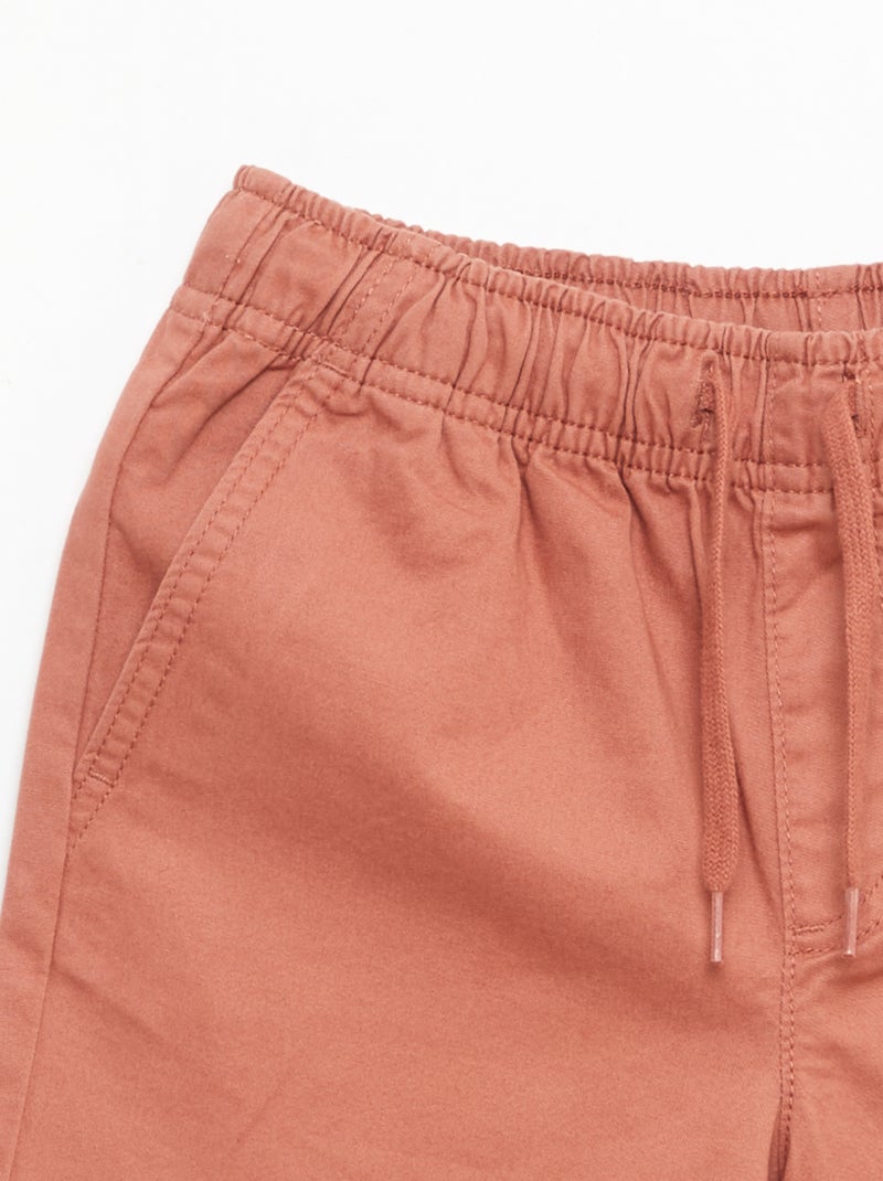 Plain Chino Bermuda Shorts with Drawstrings Pink - Kiabi