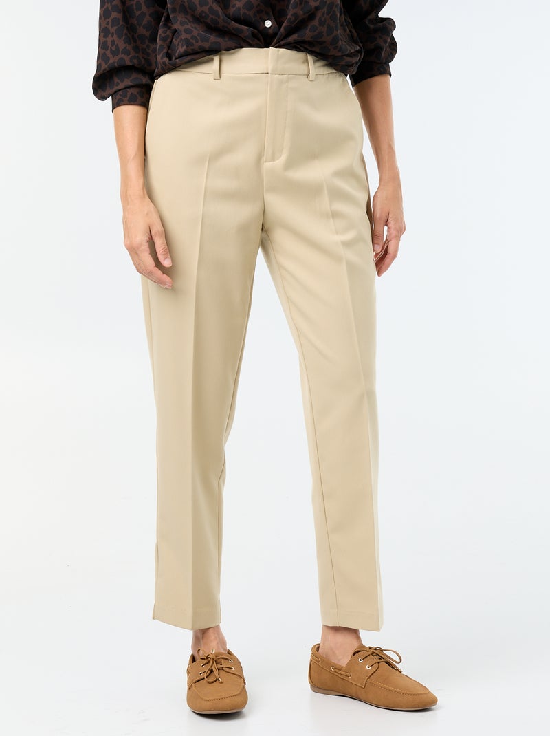 Plain cigarette pants with 2 pockets Beige - Kiabi