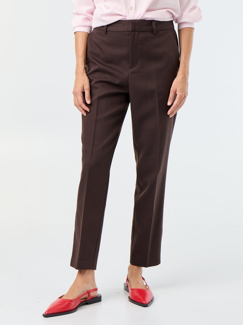 Plain cigarette pants with 2 pockets Brown - Kiabi