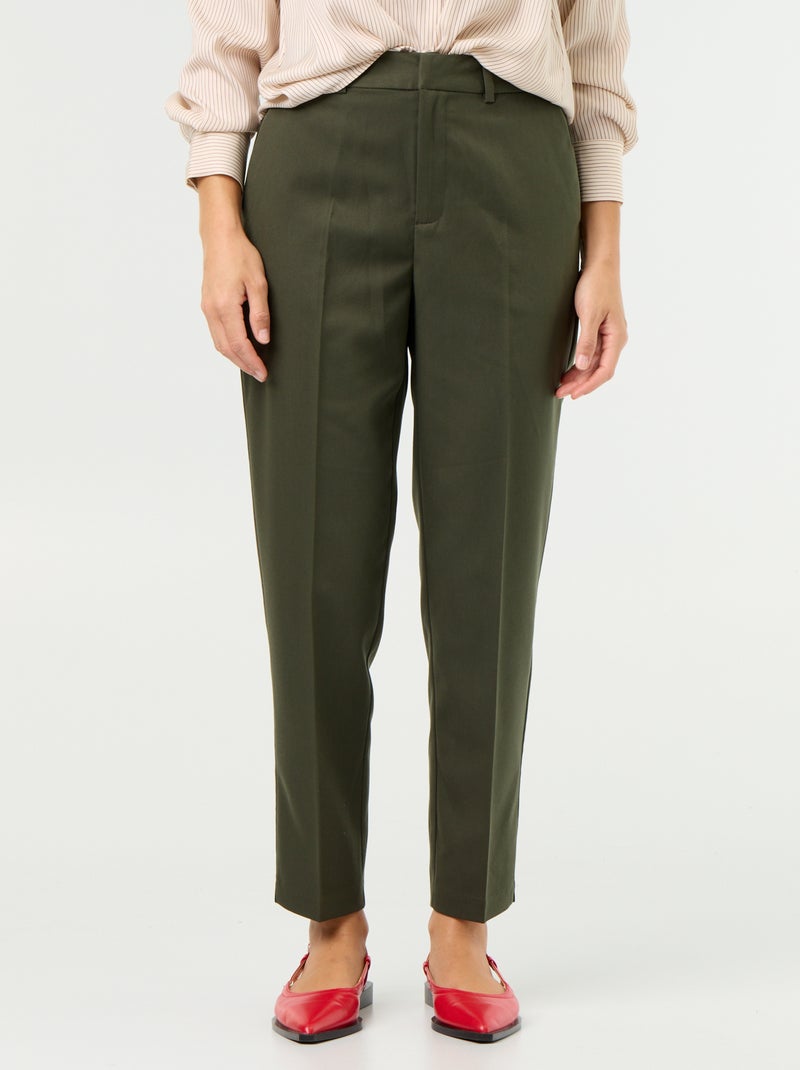 Plain cigarette pants with 2 pockets Green - Kiabi