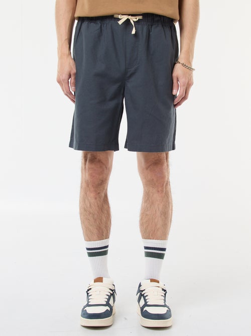 Plain Cotton and Linen Bermuda Shorts - Kiabi