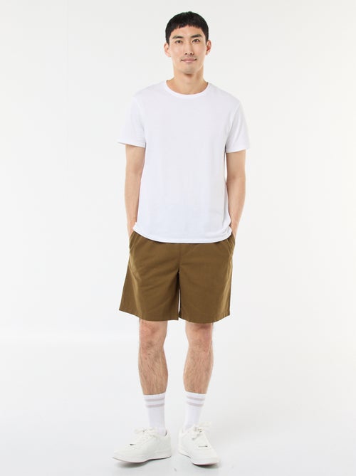 Plain Cotton and Linen Bermuda Shorts - Kiabi
