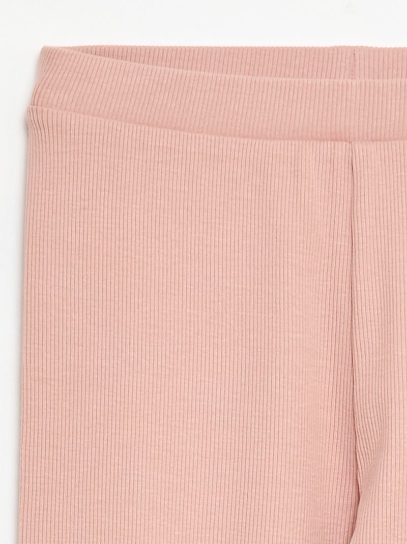 Plain Cotton Knit Leggings Pink - Kiabi