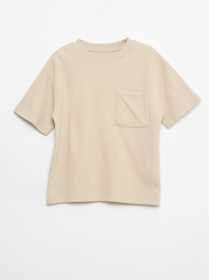 Plain Cotton Pajama Set Beige - Kiabi