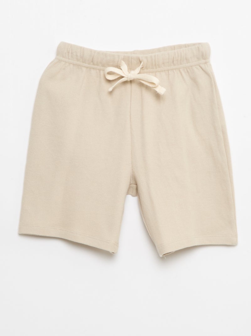 Plain Cotton Pajama Set Beige - Kiabi