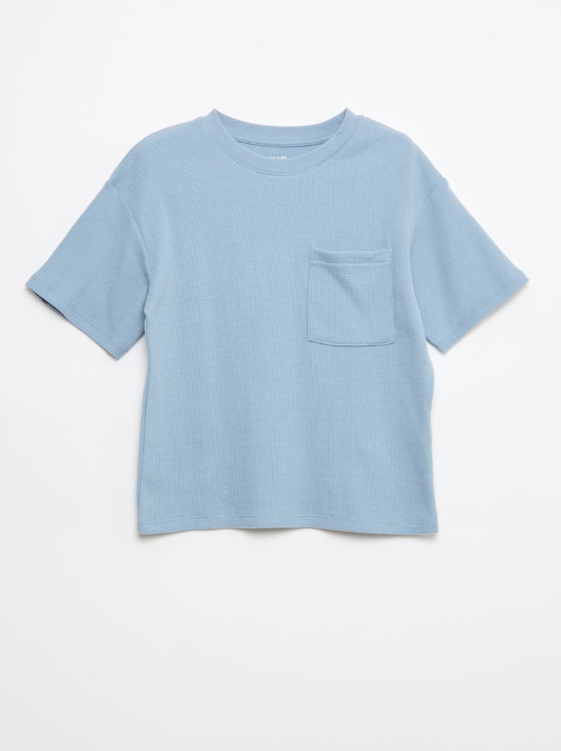 Plain Cotton Pajama Set Blue - Kiabi