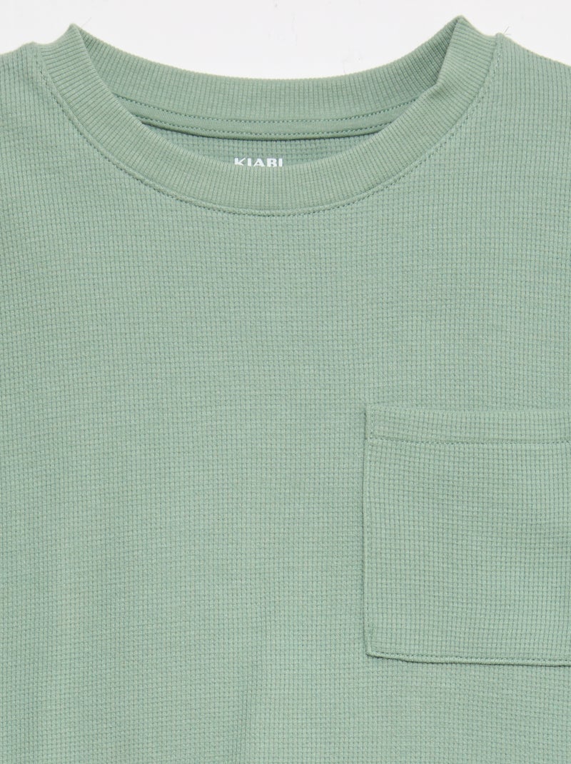 Plain Cotton Pajama Set Green - Kiabi