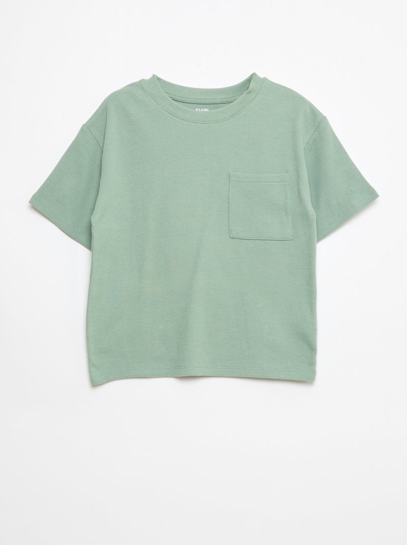 Plain Cotton Pajama Set Green - Kiabi