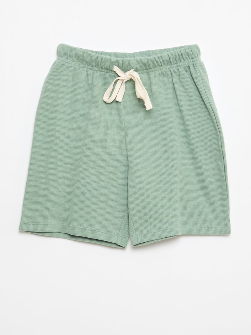 Plain Cotton Pajama Set Green - Kiabi
