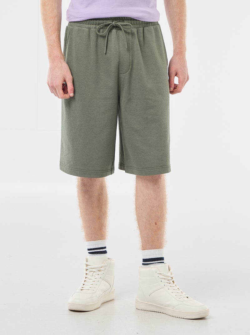 Plain Cotton Patch Shorts Green - Kiabi