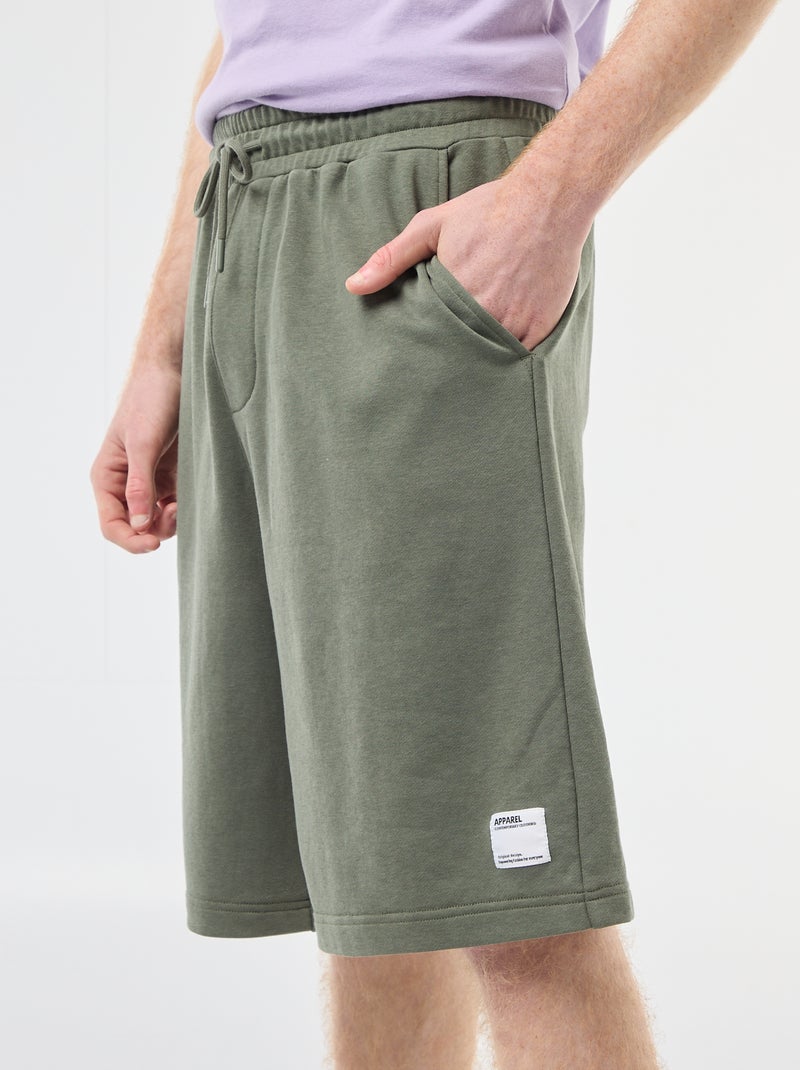Plain Cotton Patch Shorts Green - Kiabi