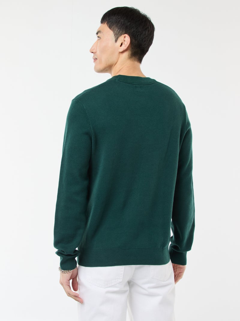 Plain Crew Neck Sweater Green - Kiabi