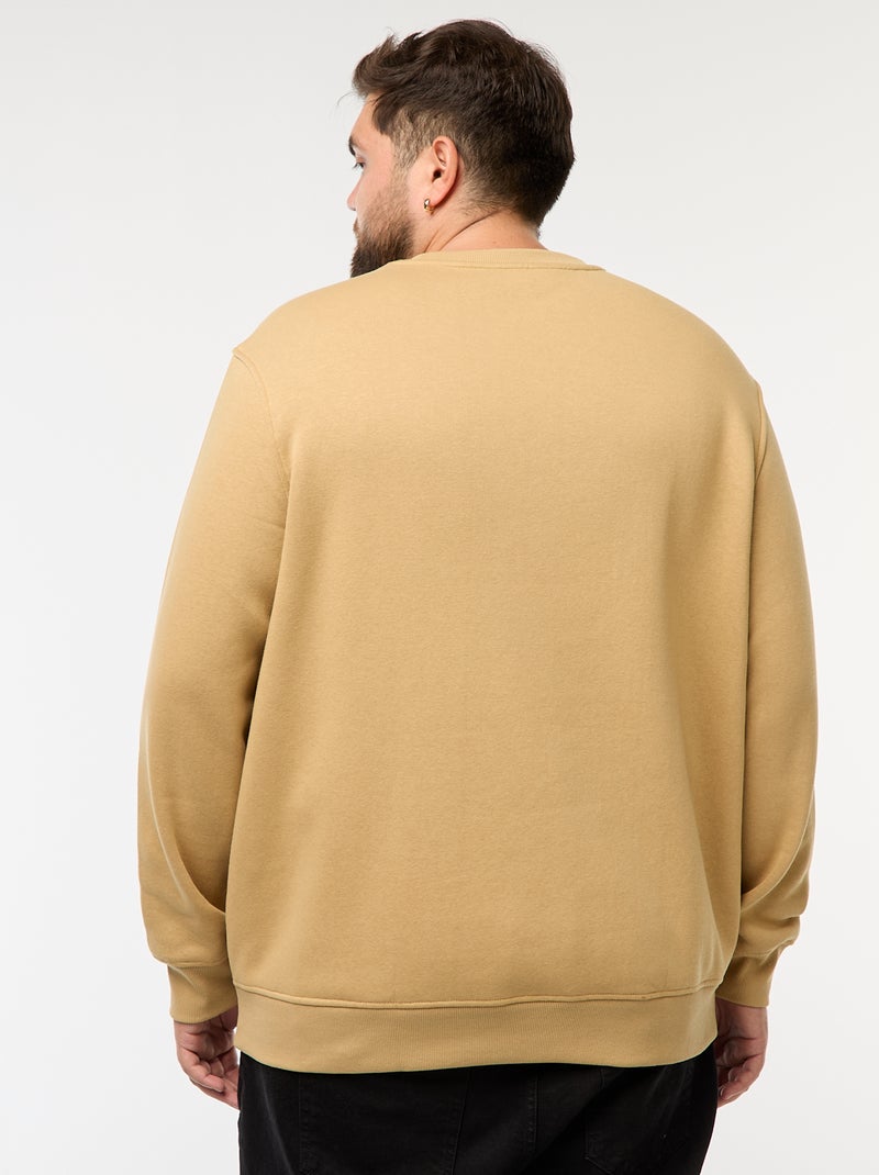 Plain Crew Neck Sweatshirt Beige - Kiabi