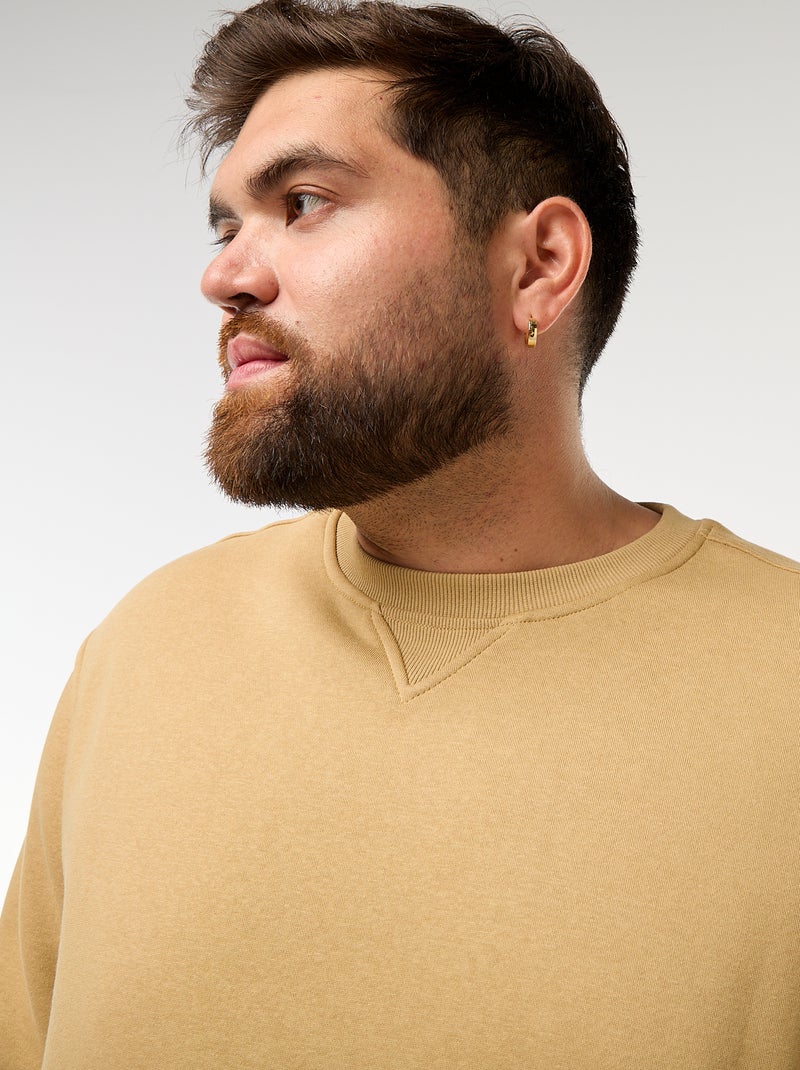 Plain Crew Neck Sweatshirt Beige - Kiabi