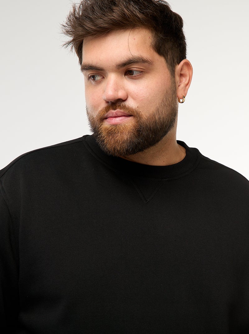 Plain Crew Neck Sweatshirt Black - Kiabi