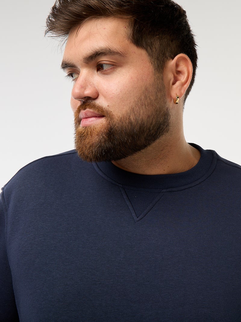 Plain Crew Neck Sweatshirt Blue - Kiabi