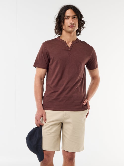 Plain Dobby Chino Bermuda Shorts - Kiabi