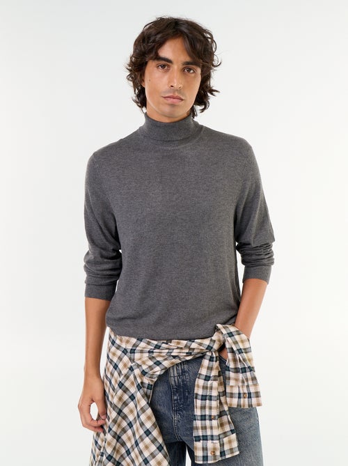 Plain fine-knit turtleneck - Kiabi