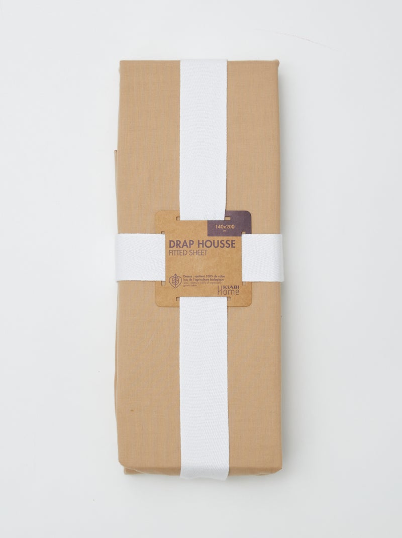 Plain fitted sheet 140 x 200 cm BEIGE - Kiabi