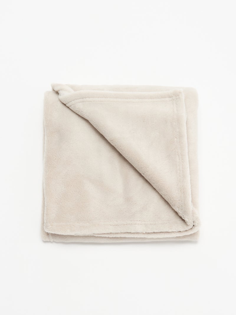 Plain fleece blanket Beige - Kiabi