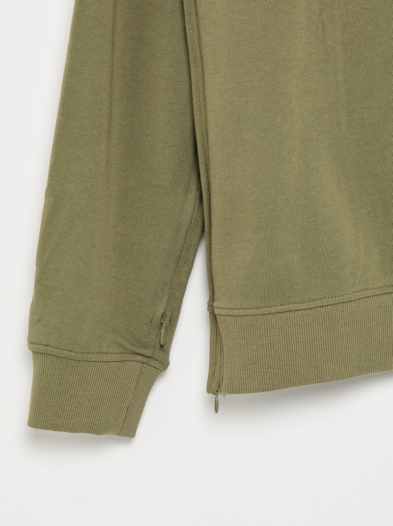 Plain Fleece Sweatshirt - Easy-Wear Design Green - Kiabi