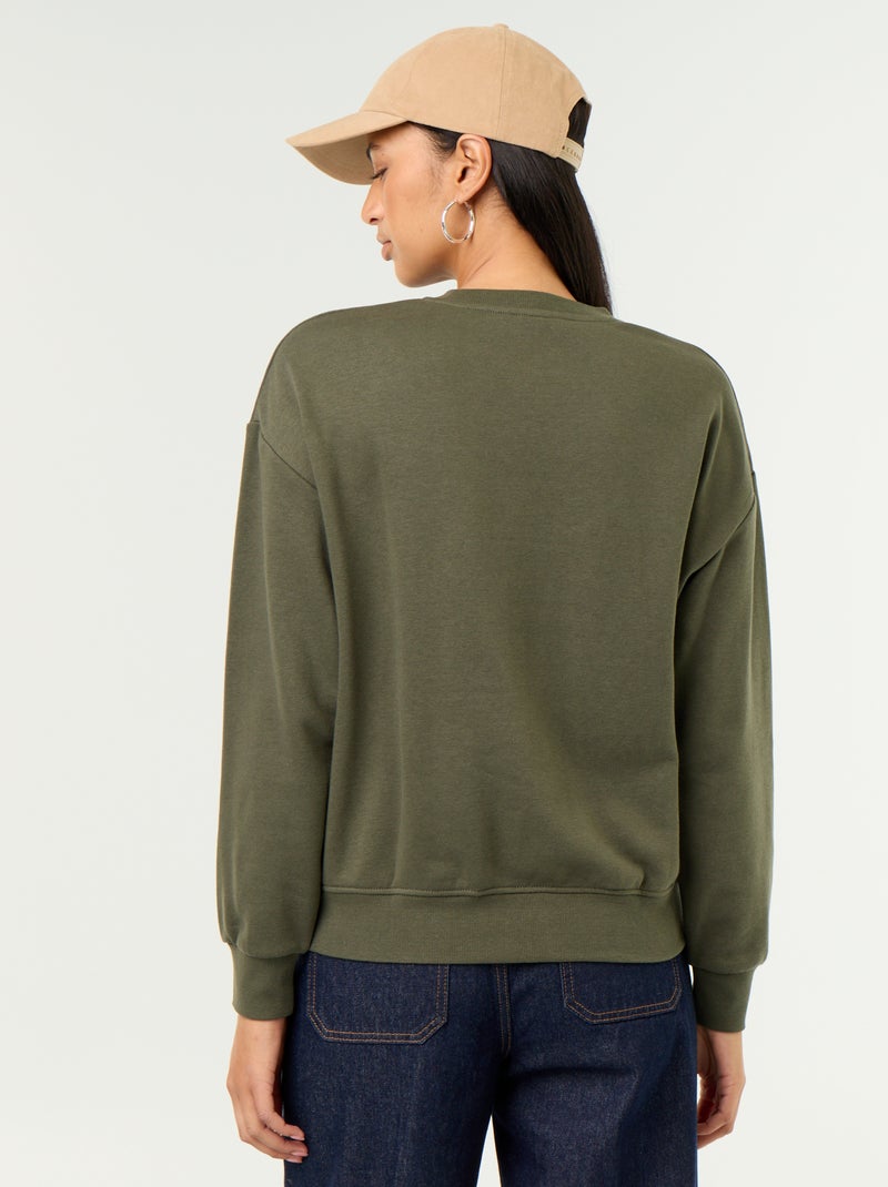 Plain French Terry Sweatshirt Green - Kiabi