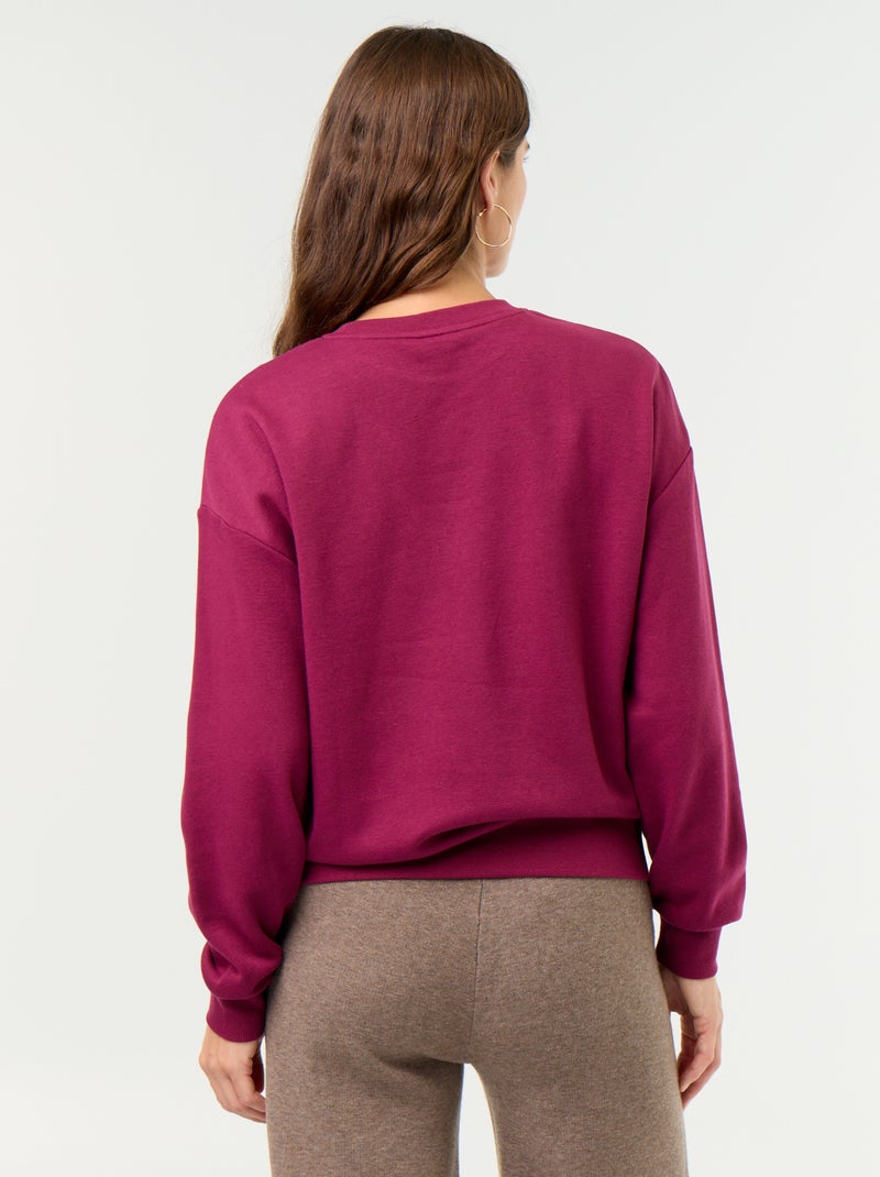 Plain French Terry Sweatshirt Purple - Kiabi