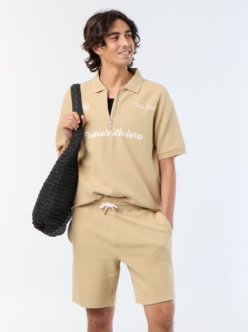 Plain Heavy Knit Bermuda Shorts - Kiabi Plain Heavy Knit Bermuda Shorts - Kiabi