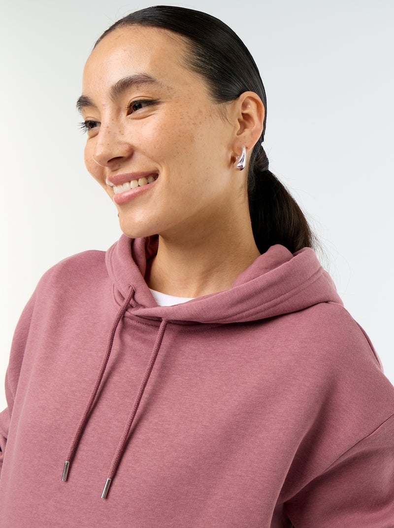 Plain hooded sweatshirt with kangaroo pocket Pink - Kiabi