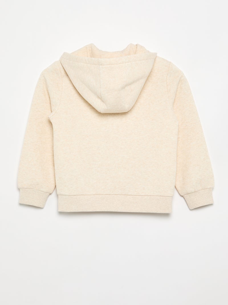 Plain hooded zip-up sweatshirt Beige - Kiabi