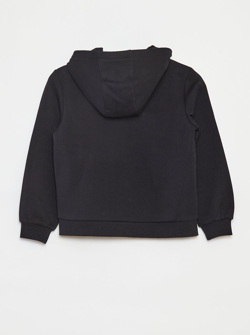 Plain hooded zip-up sweatshirt Black - Kiabi