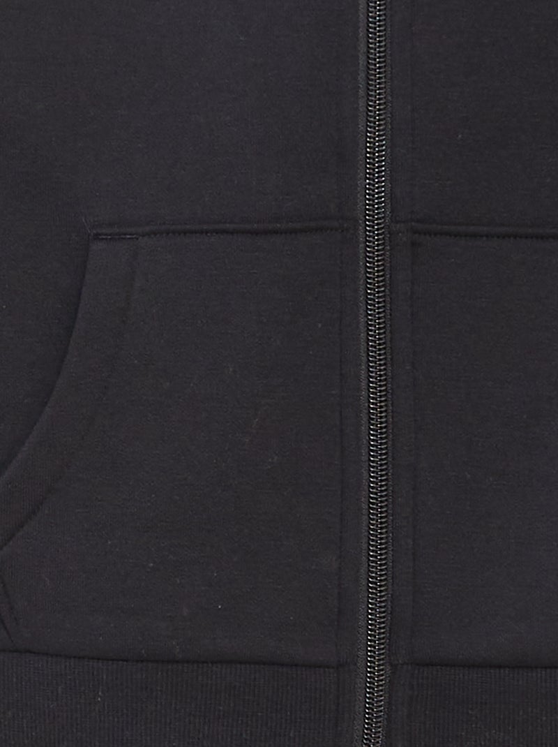 Plain hooded zip-up sweatshirt Black - Kiabi