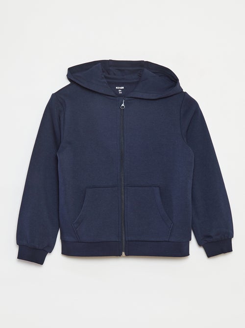 Plain hooded zip-up sweatshirt - Kiabi