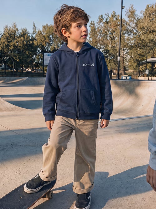 Plain hooded zip-up sweatshirt - Kiabi