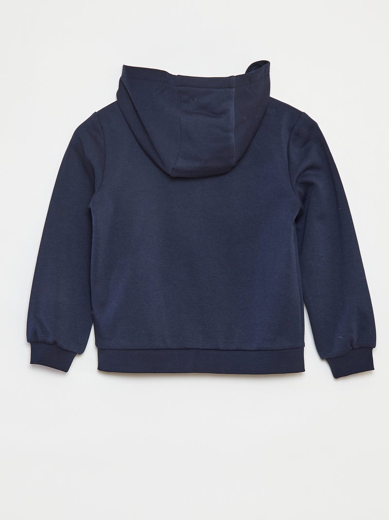 Plain hooded zip-up sweatshirt Blue - Kiabi