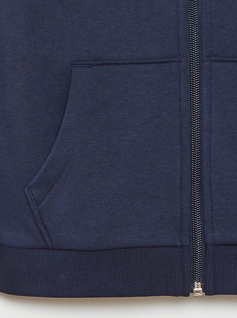 Plain hooded zip-up sweatshirt Blue - Kiabi